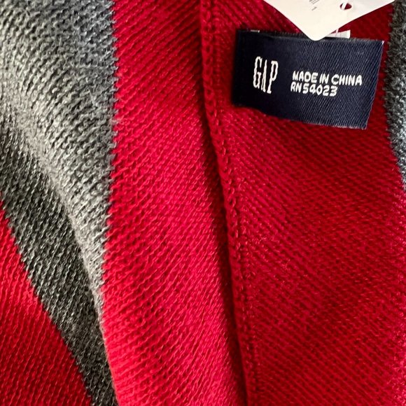 GAP Women's Long Diagonal Scarf Gray & Red - Picture 3 of 3